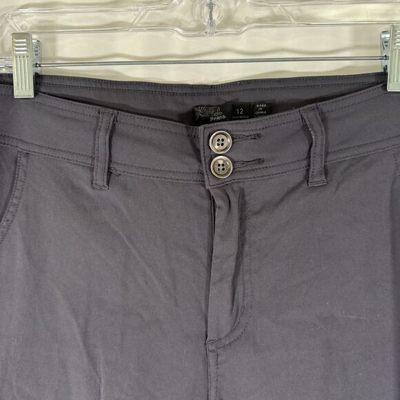 prAna Hiking Pants Women's 12 Dark Grey Nylon Snap Pockets 2 Button Zip - Picture 6 of 12